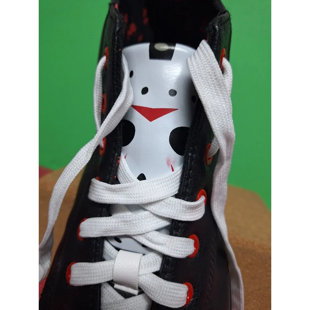Jason Voorhees Friday The 13th High Top Shoes Ground Up Bloody Print Sz 9.5 Men